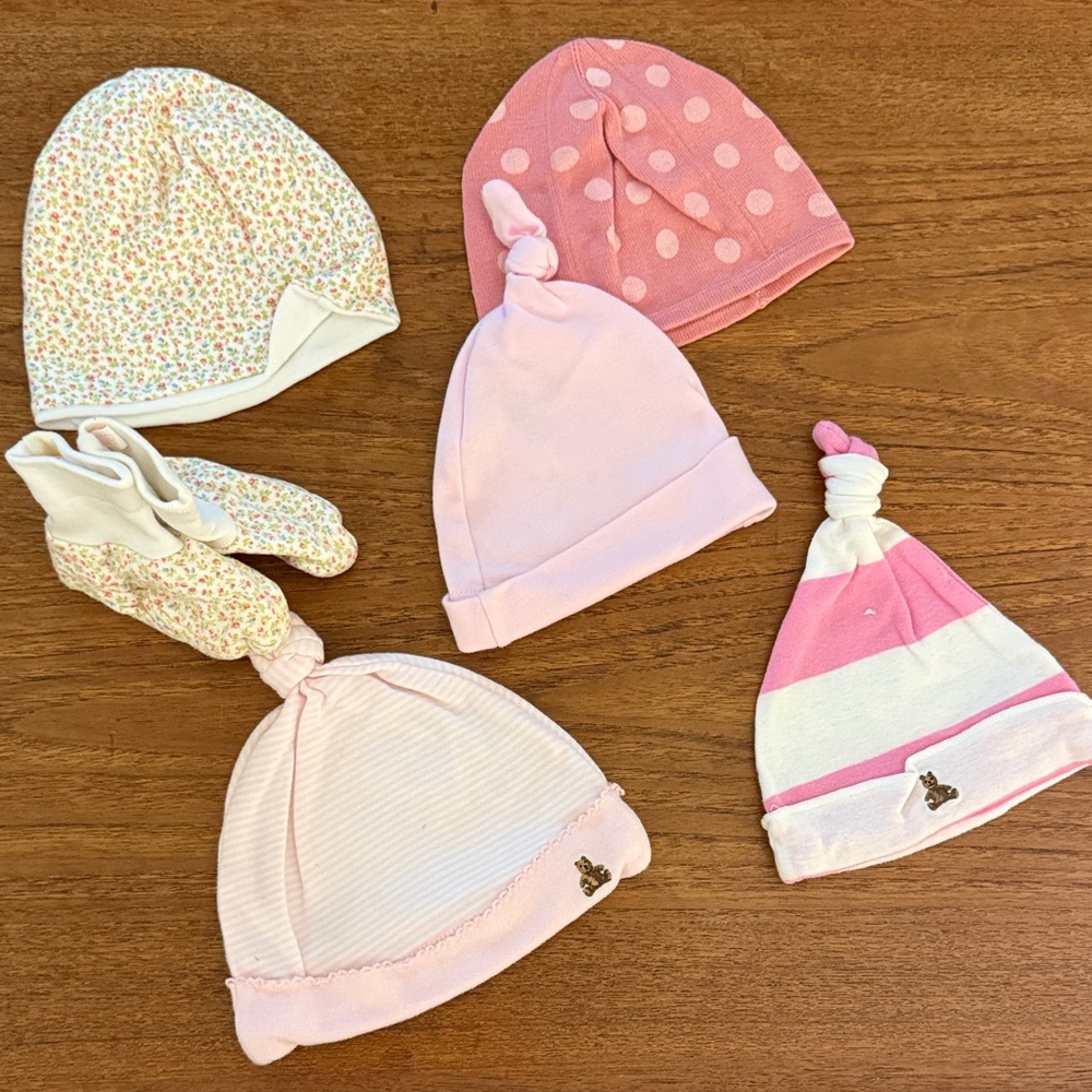 Ralph Lauren Pink and White Baby Hat Collection